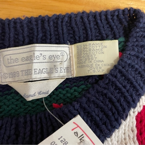 Vintage Talbots checkered geometric hand knit sweater womens small Deadstock - Picture 5 of 6